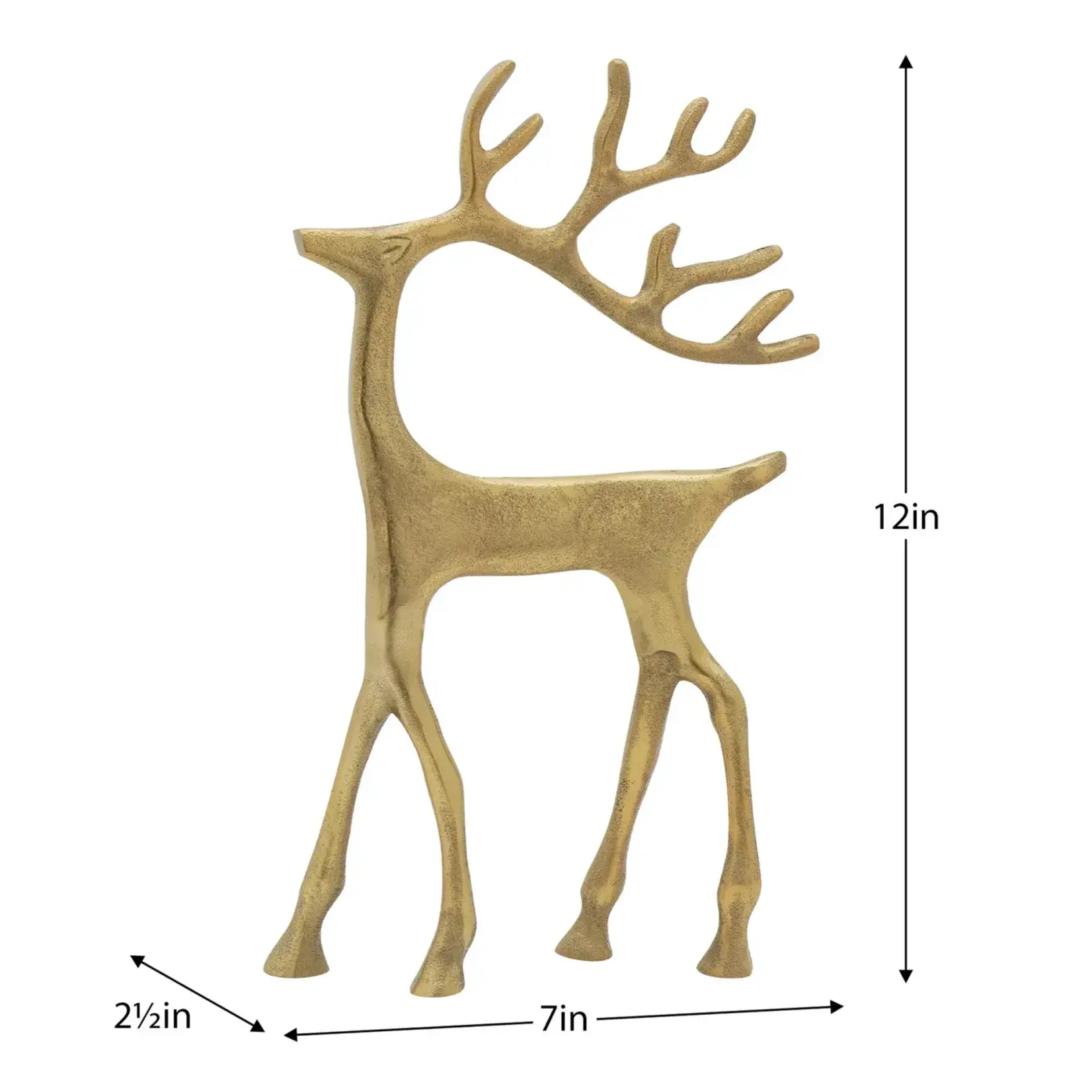 Reindeer Gold Nickel Plated Aluminum 12 Inch Tall Decor Sculpture