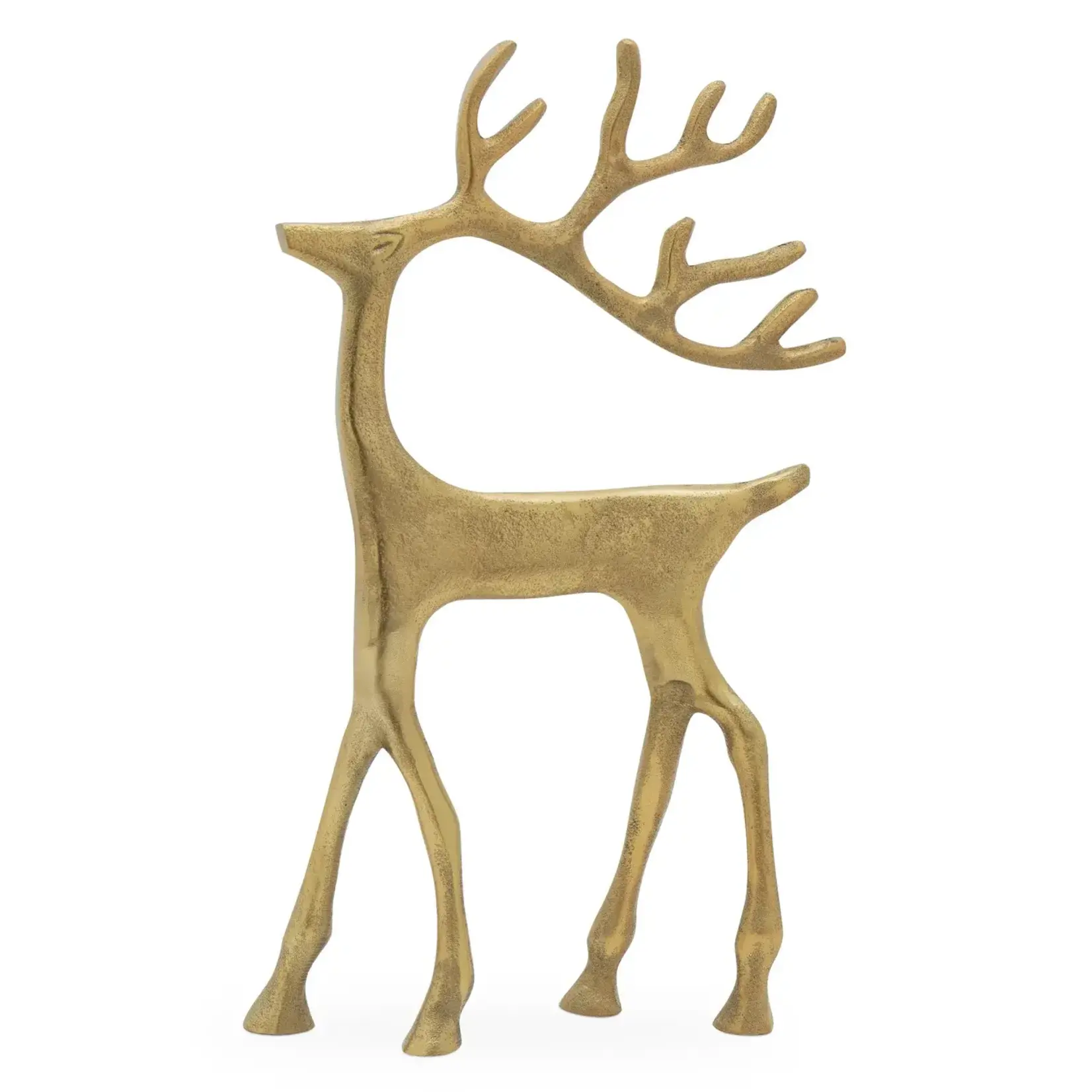 Reindeer Gold Nickel Plated Aluminum 12 Inch Tall Decor Sculpture