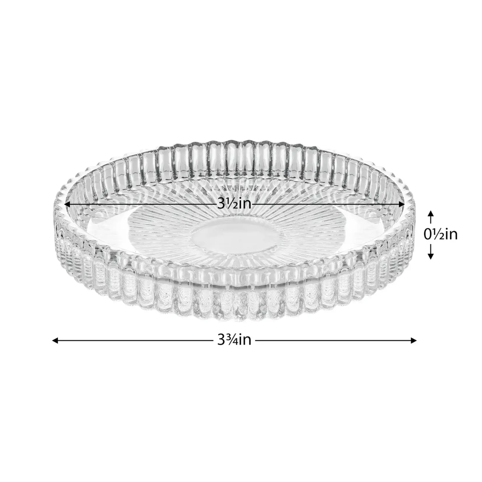 Anya Faceted Glass Four Piece 3.75 Inch Diameter Candle Plates / Coasters Set