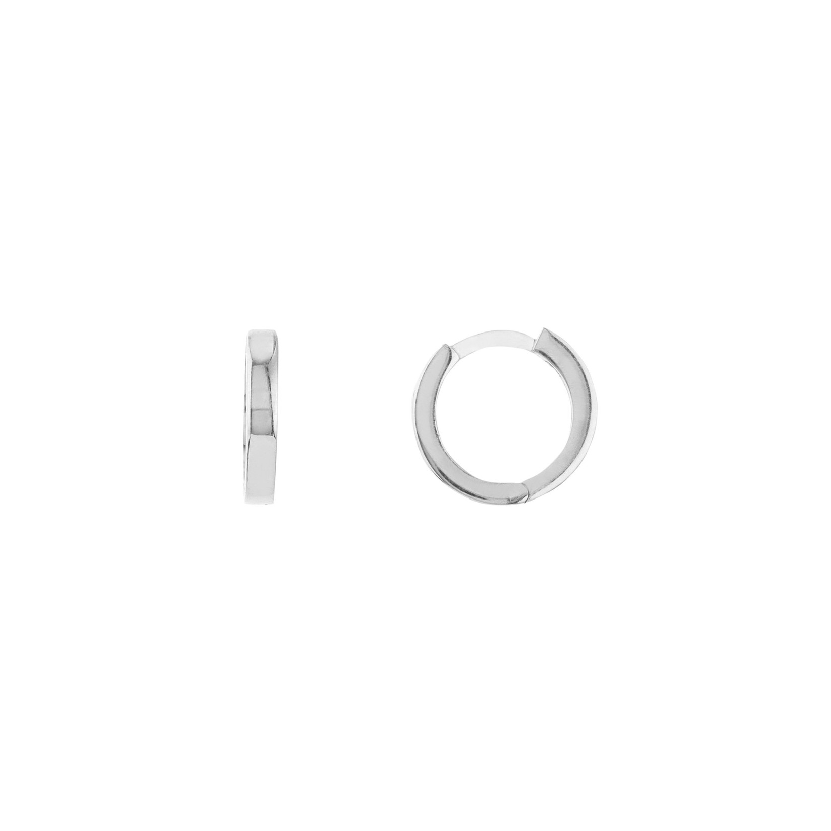 10mm Square Tube Round Hoop Earring 14K White Gold