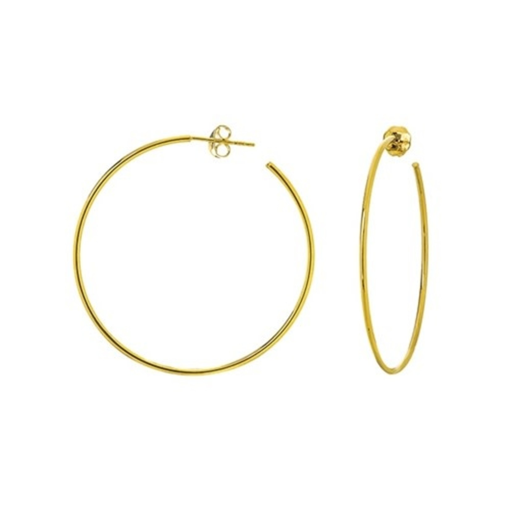 40mm X 1.2mm Hoop Post Earring 14K Yellow Gold