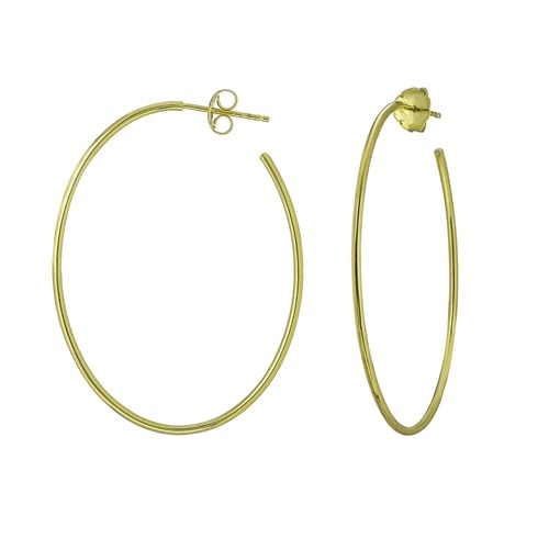 Thin Oval Post Hoop Earrings 14K Yellow Gold The Jewellery Factory Joaillier Bijouterie