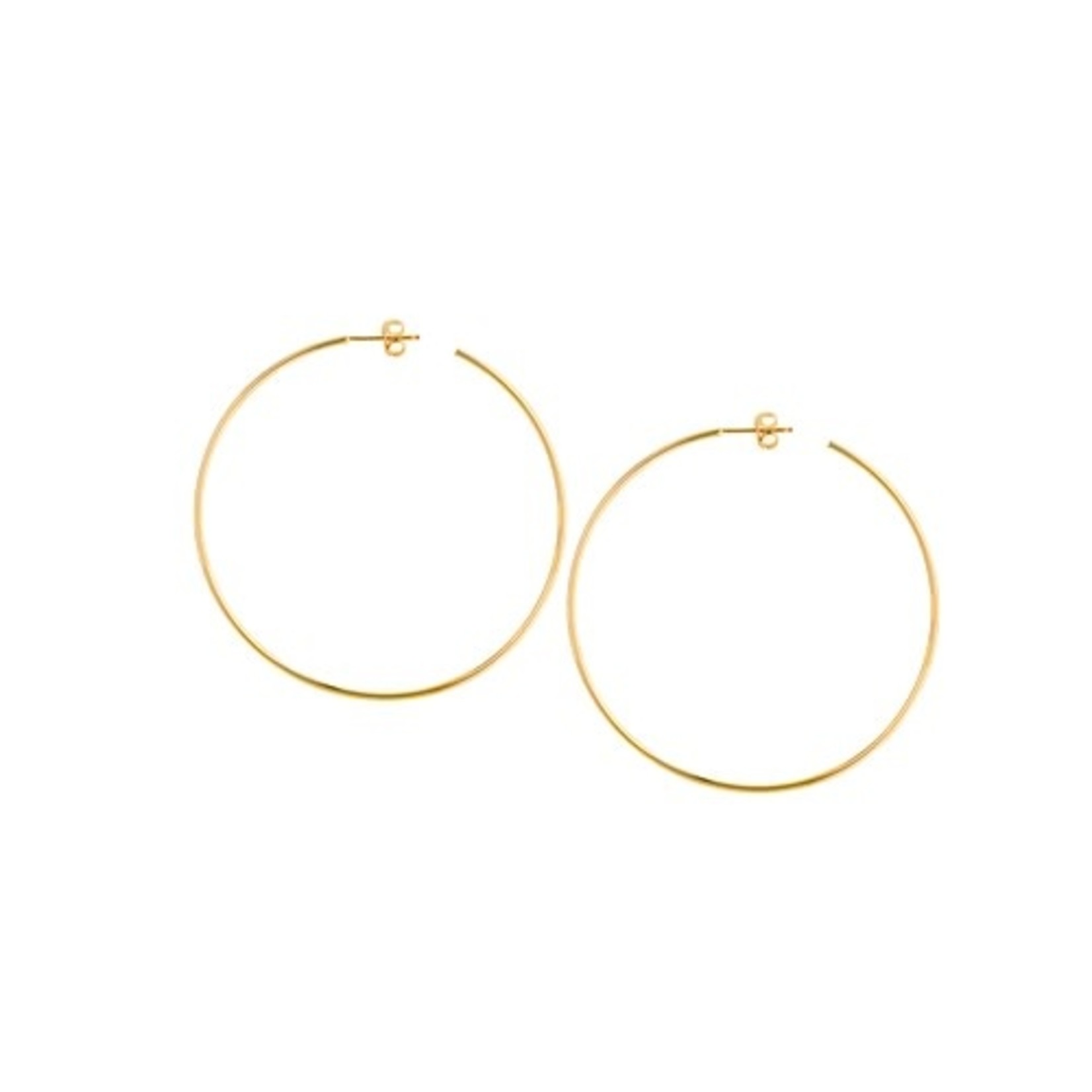 50mm X 1.2mm Hoop Post Earrings 14K Yellow