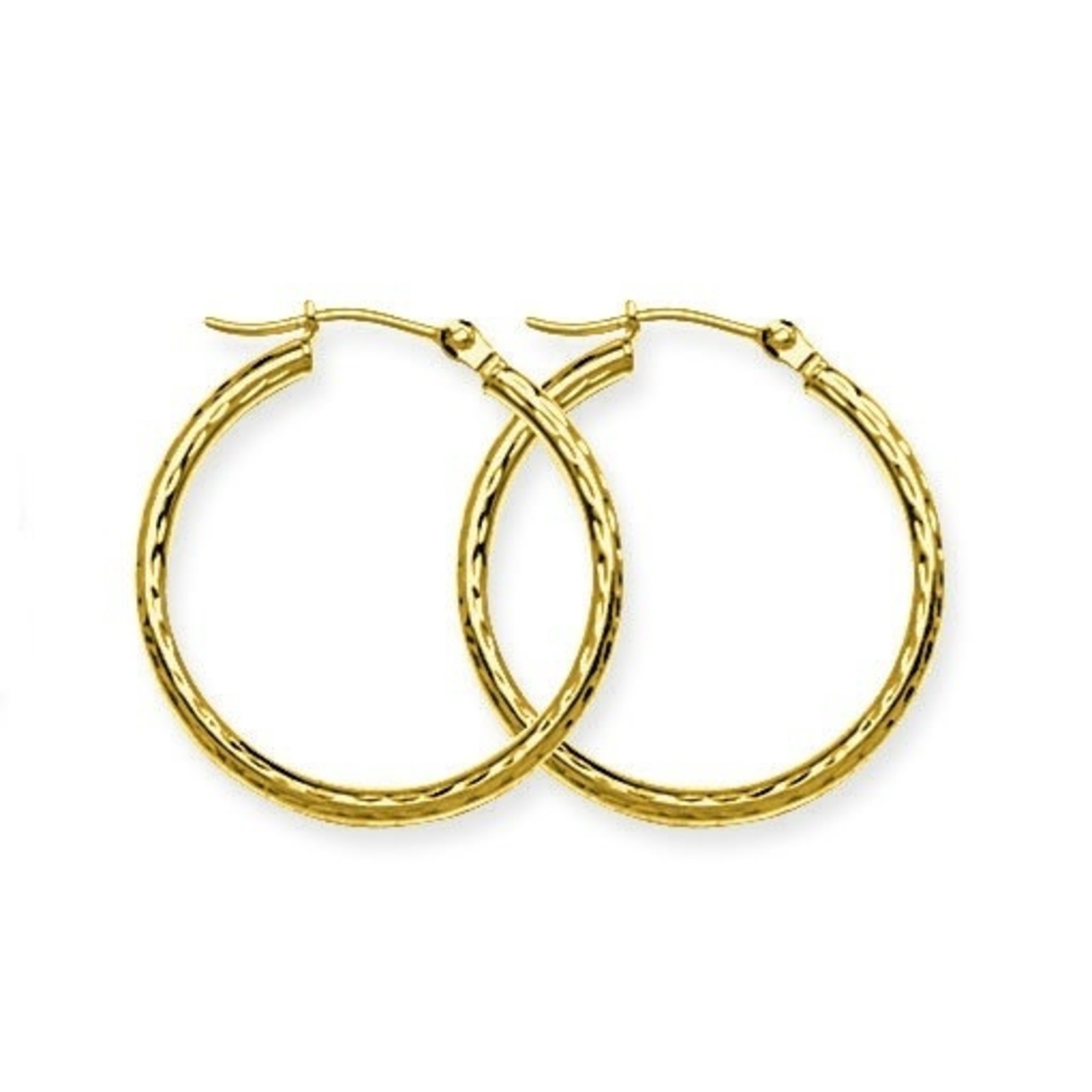 2 X 20mm FuLL DC Round Hoop Earrings 14K Yellow Gold