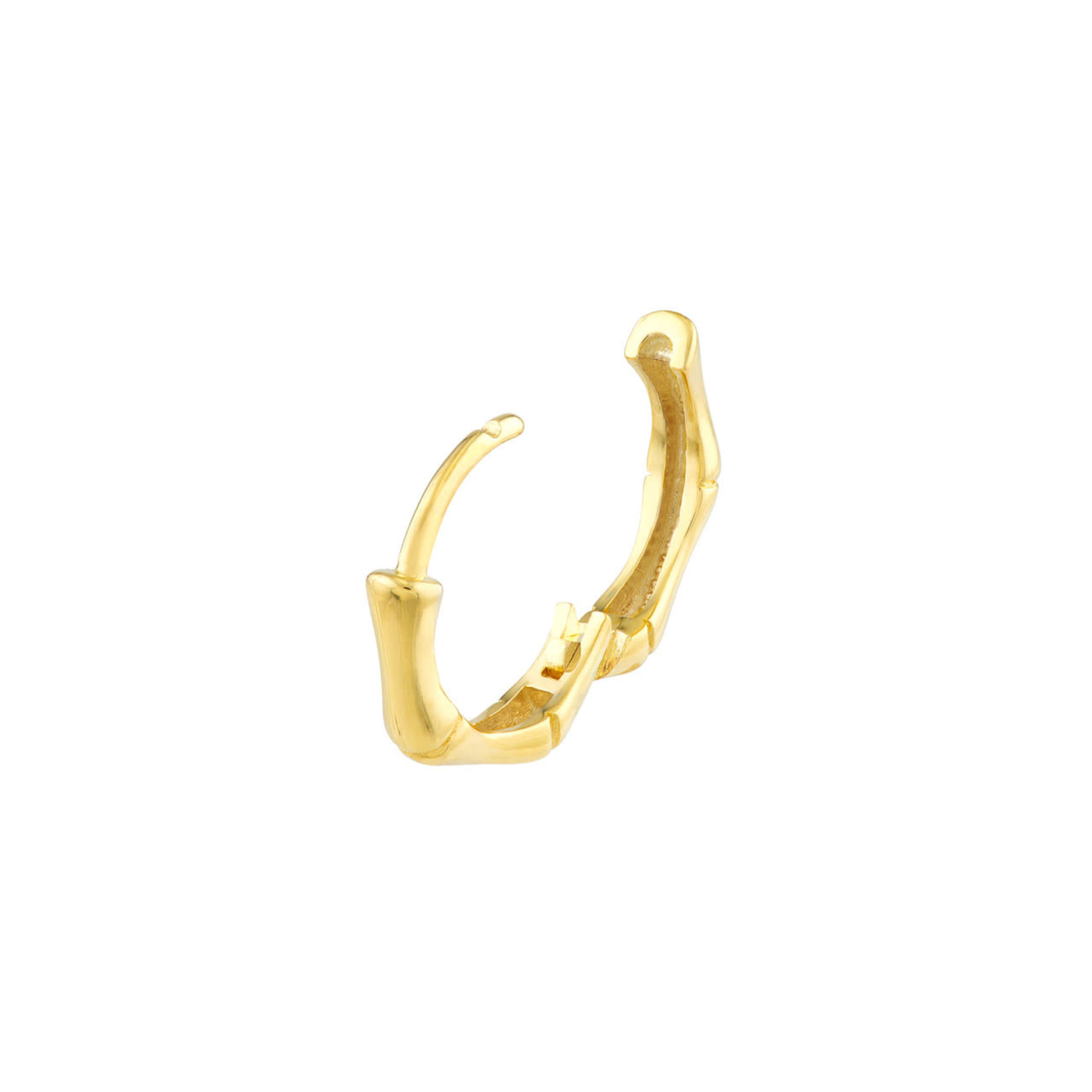 12.50mm Bamboo Pentagon Hoops 14K Yellow Gold