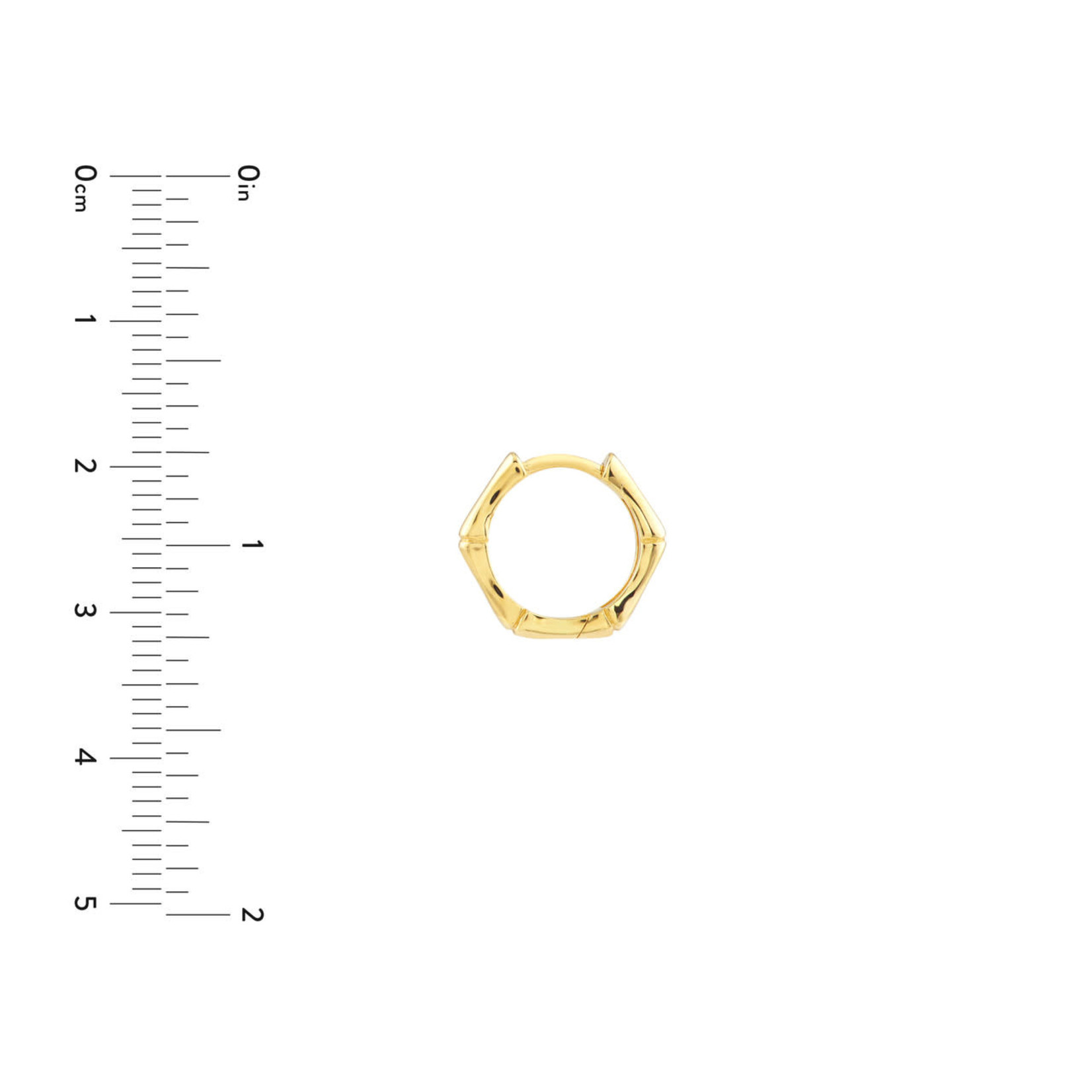 12.50mm Bamboo Pentagon Hoops 14K Yellow Gold