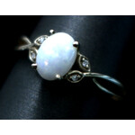 10K gold crossover opal and diamond ring