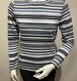 STRIPED EYELASH SWEATER in White Multi