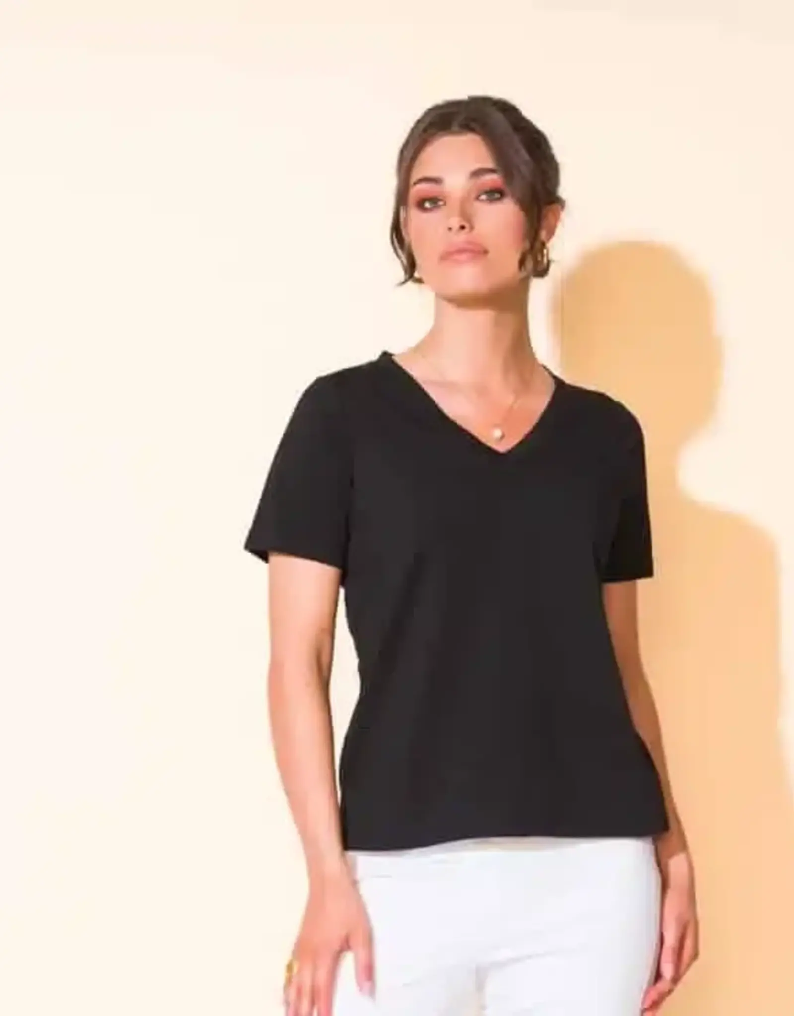 ESINC A43107B Black VNeck Top