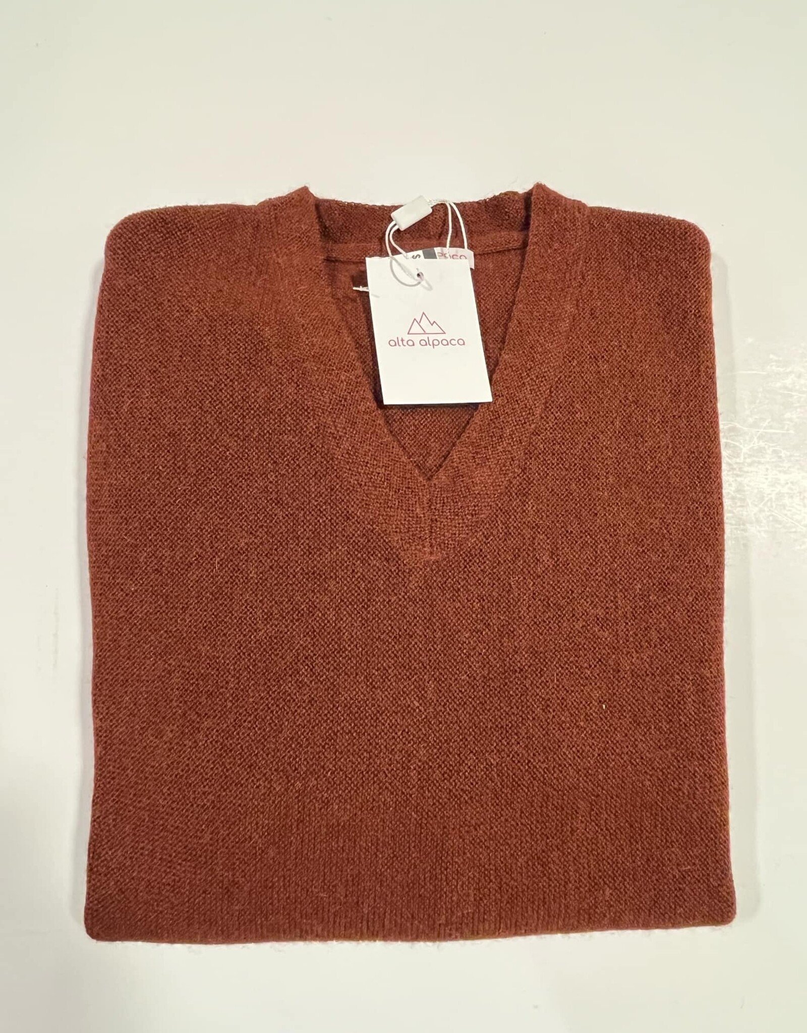Alta Alpaca PS266C Cognac Alpaca V Neck