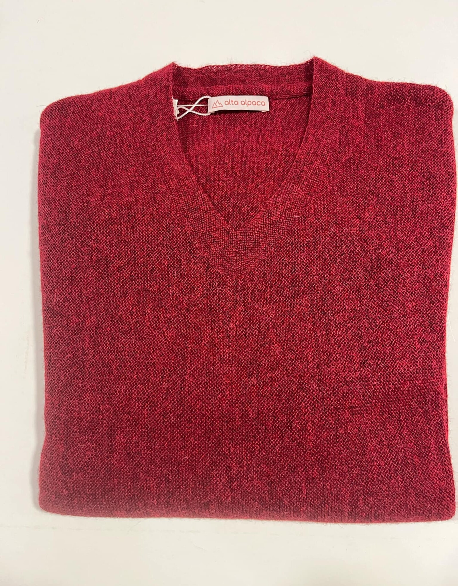 Alta Alpaca PS266BU Burgundy Alpaca V Neck