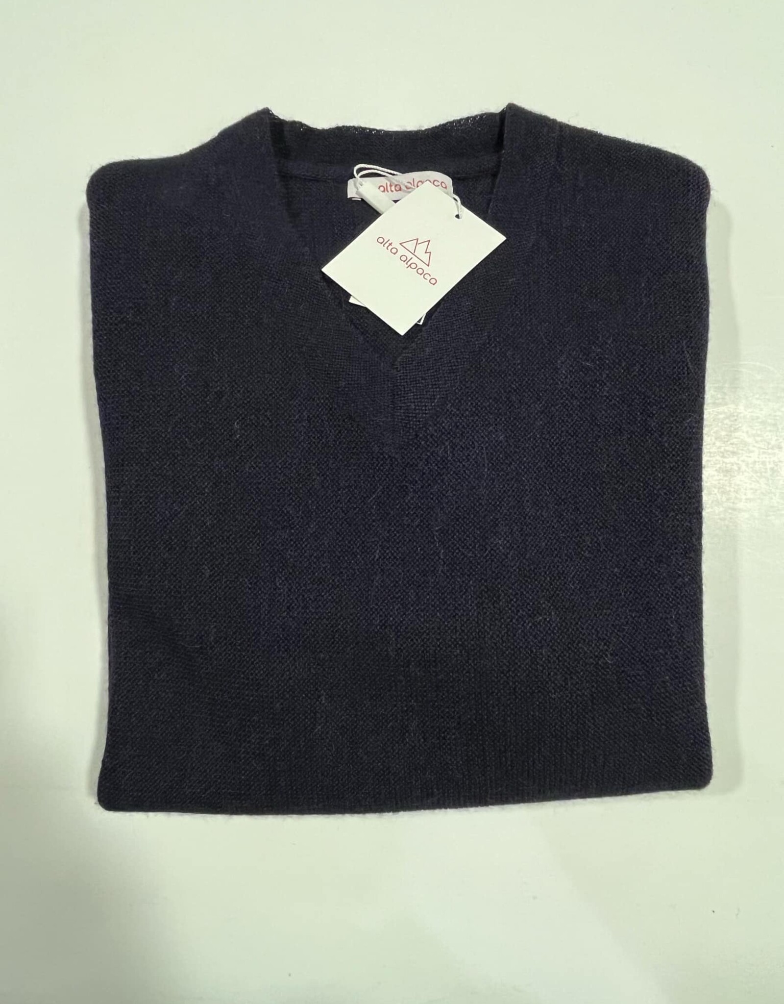 Alta Alpaca PS266N  Navy Alpaca V Neck