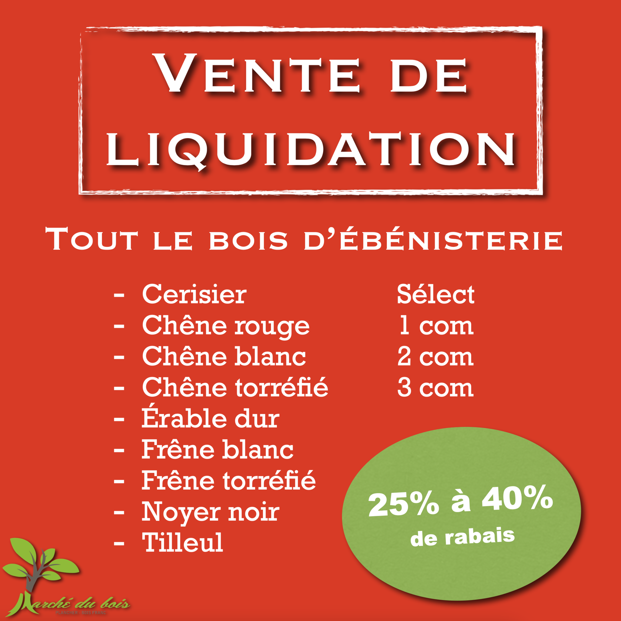 Liquidation bois d'ébénisterie