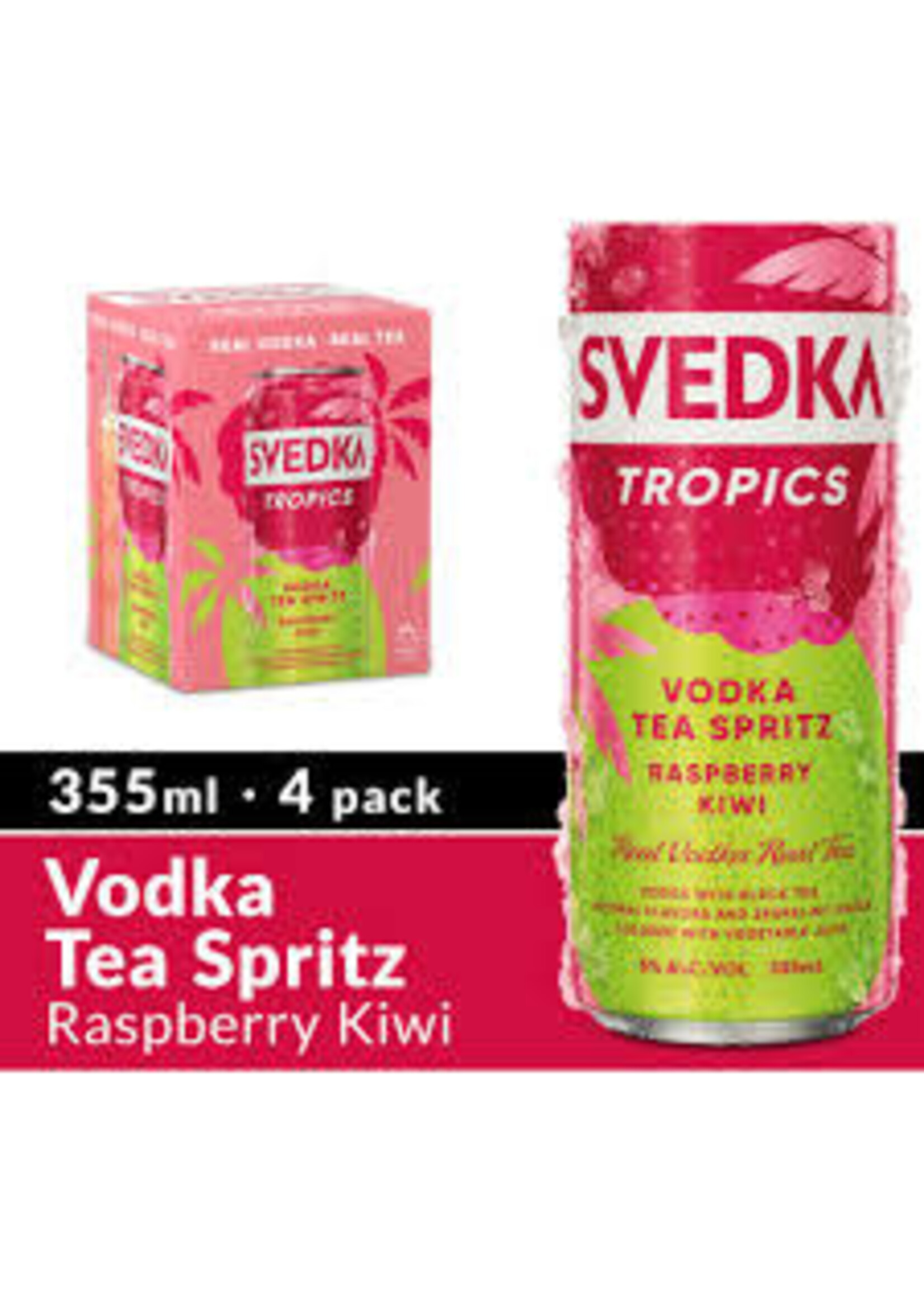 SVEDKA SVEDKA VODKA COCKTAIL RASPBERRY KIWI TROPICS 4X.355L (4PK)