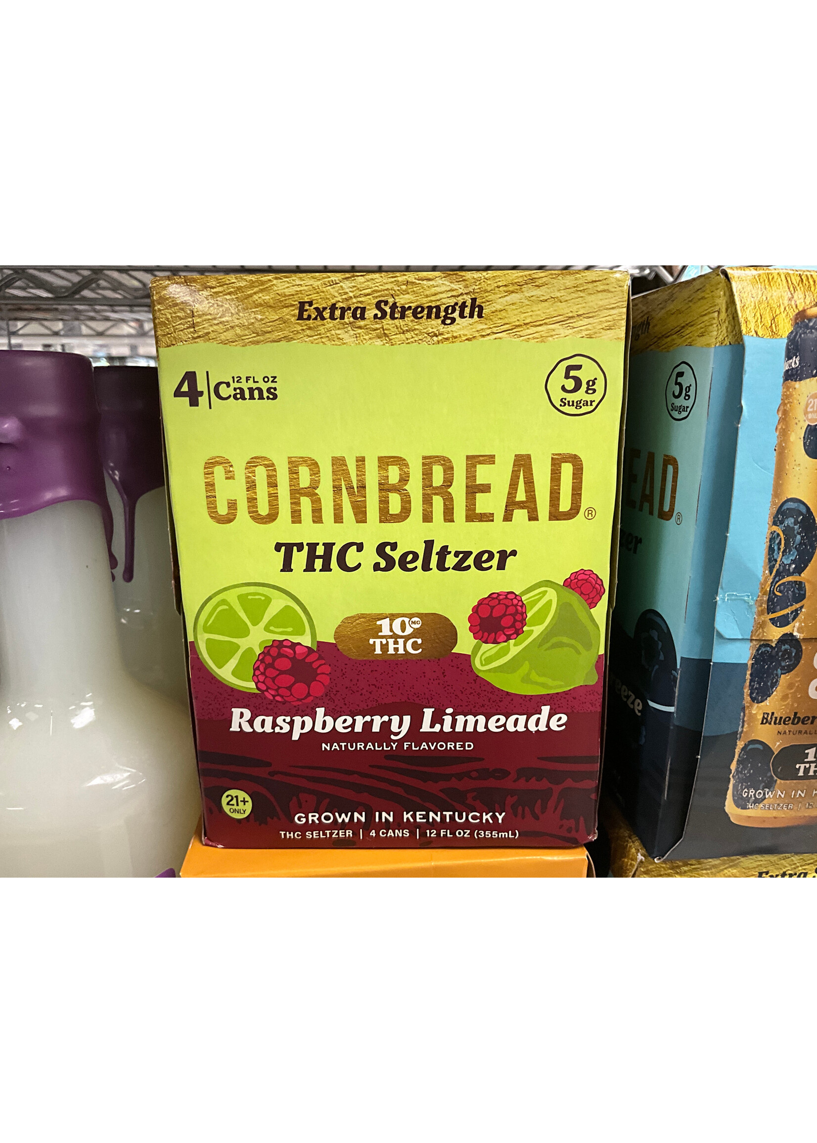 CORNBREAD THC SELTZER RASPBERRY LIMEADE 4CANS 10MG