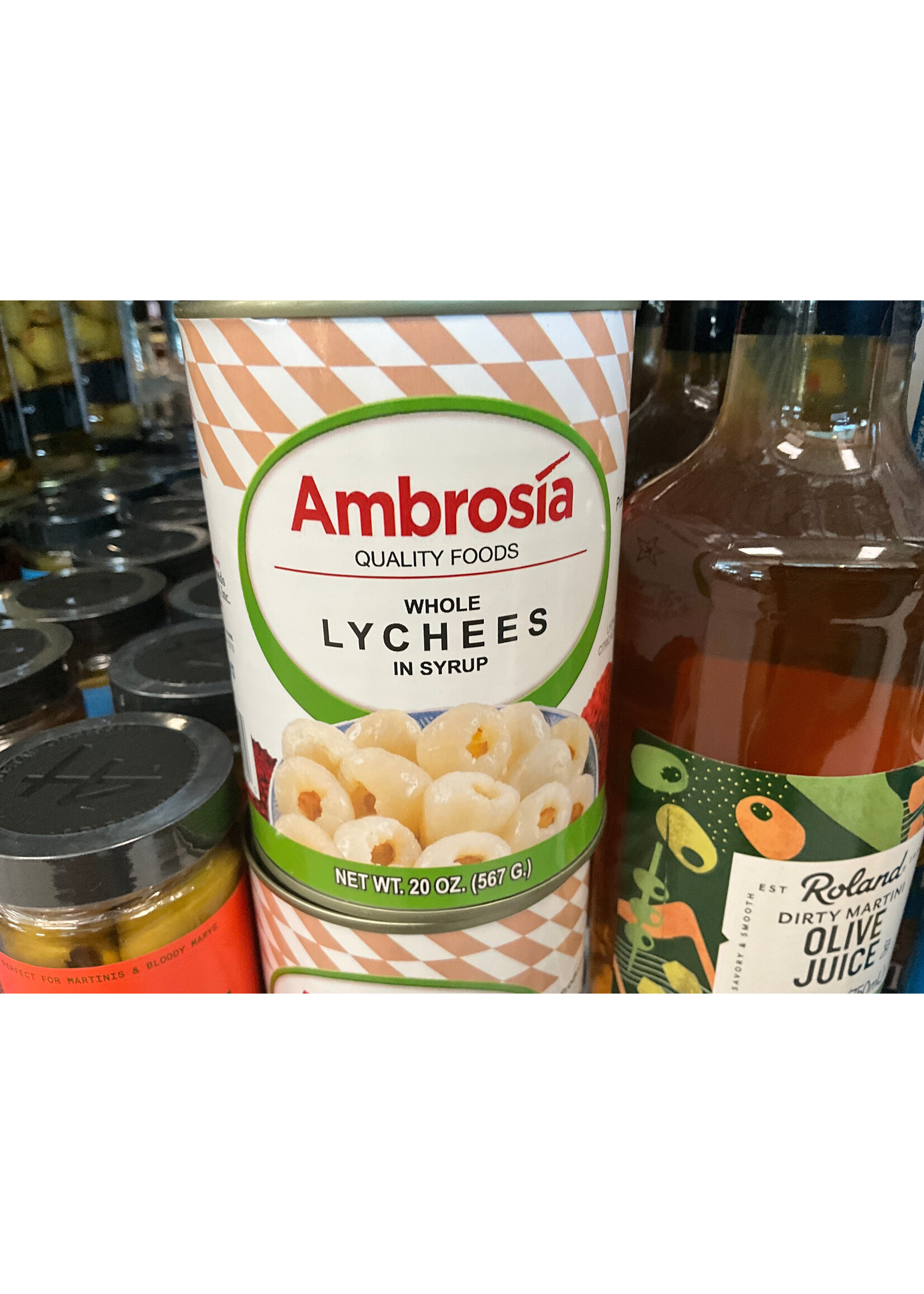 AMBROSIA WHOLE LYCHEES IN SYRUP 20 OZ