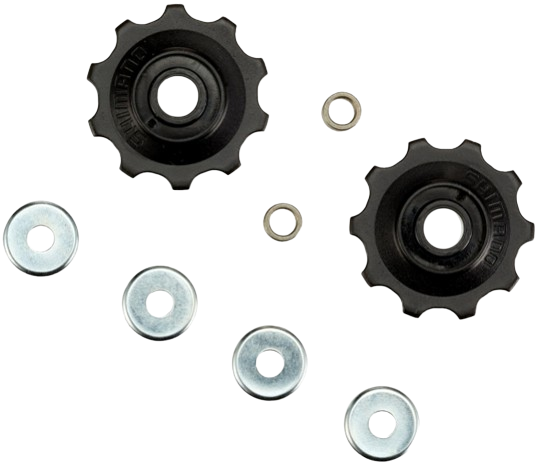 Vintage Shimano Rear Derailleur Pulley Set – 6 Pièces Noir Avec Entretoises Et Rondelles NOS A2
