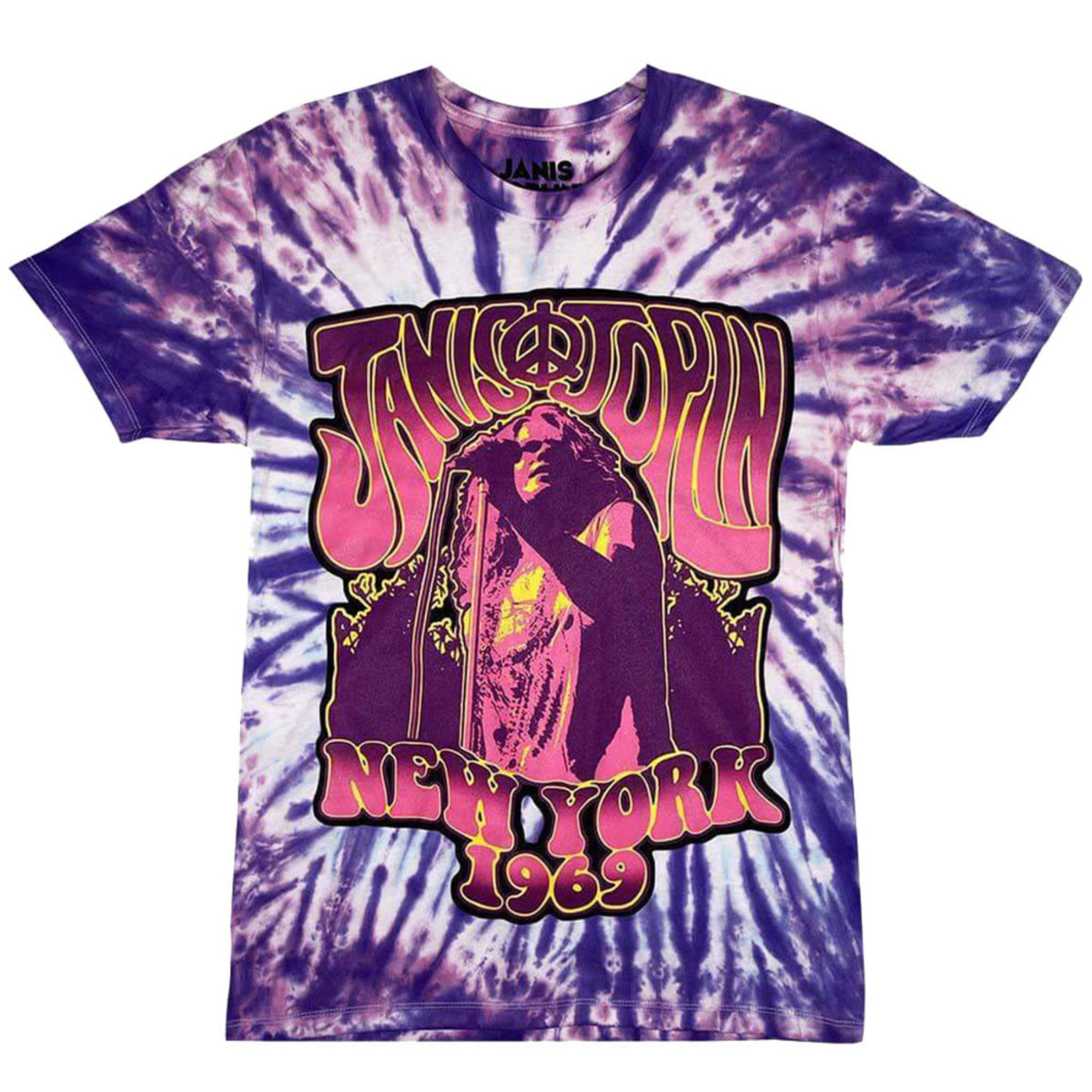 Janis Joplin with Microphone Groovy Tie-Dye T-Shirt