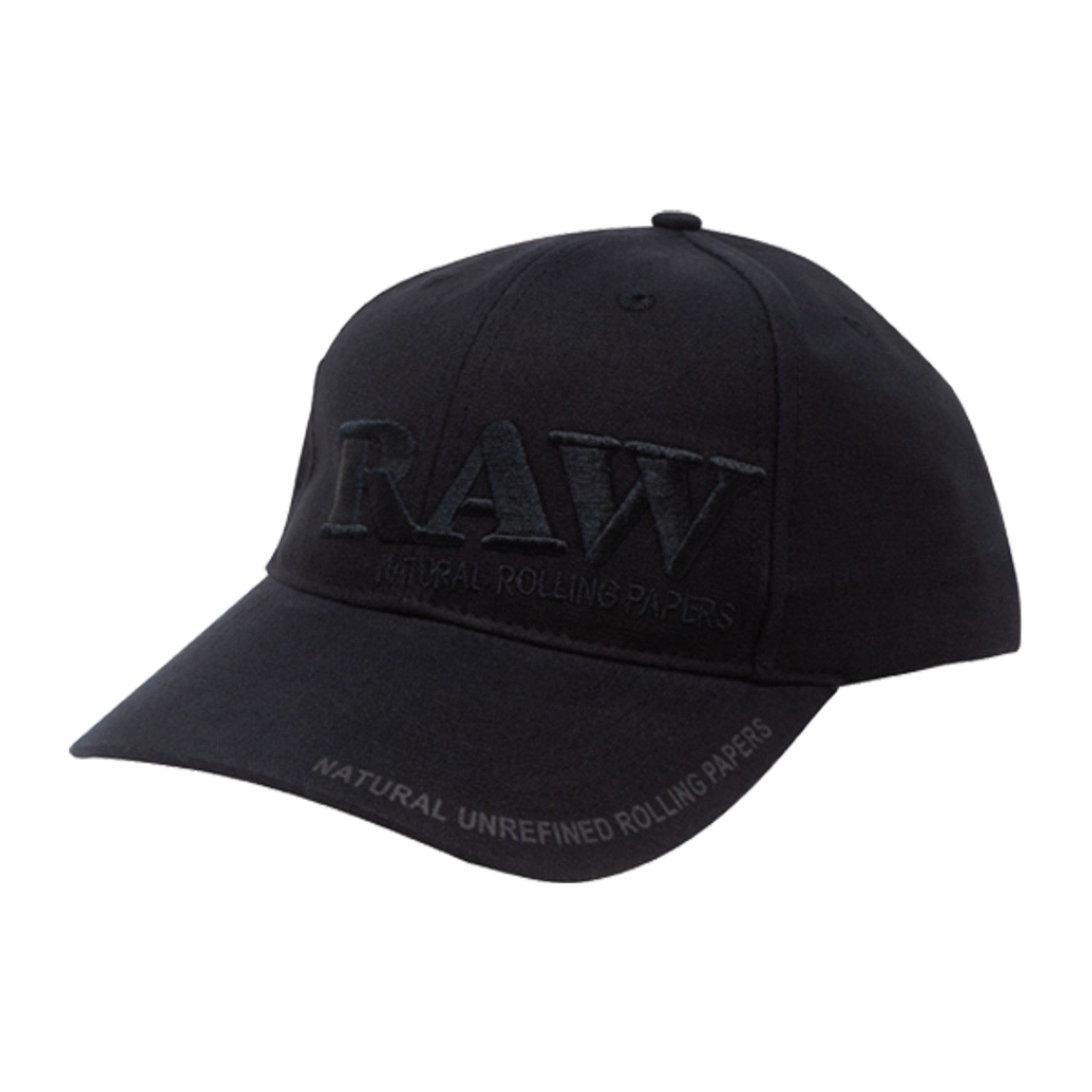 RAW Raw Poker Hat Black On Black Curved Bill Adjustable Structured Hat