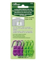 Clover Locking Stitch Markers With Clip Clover 3165