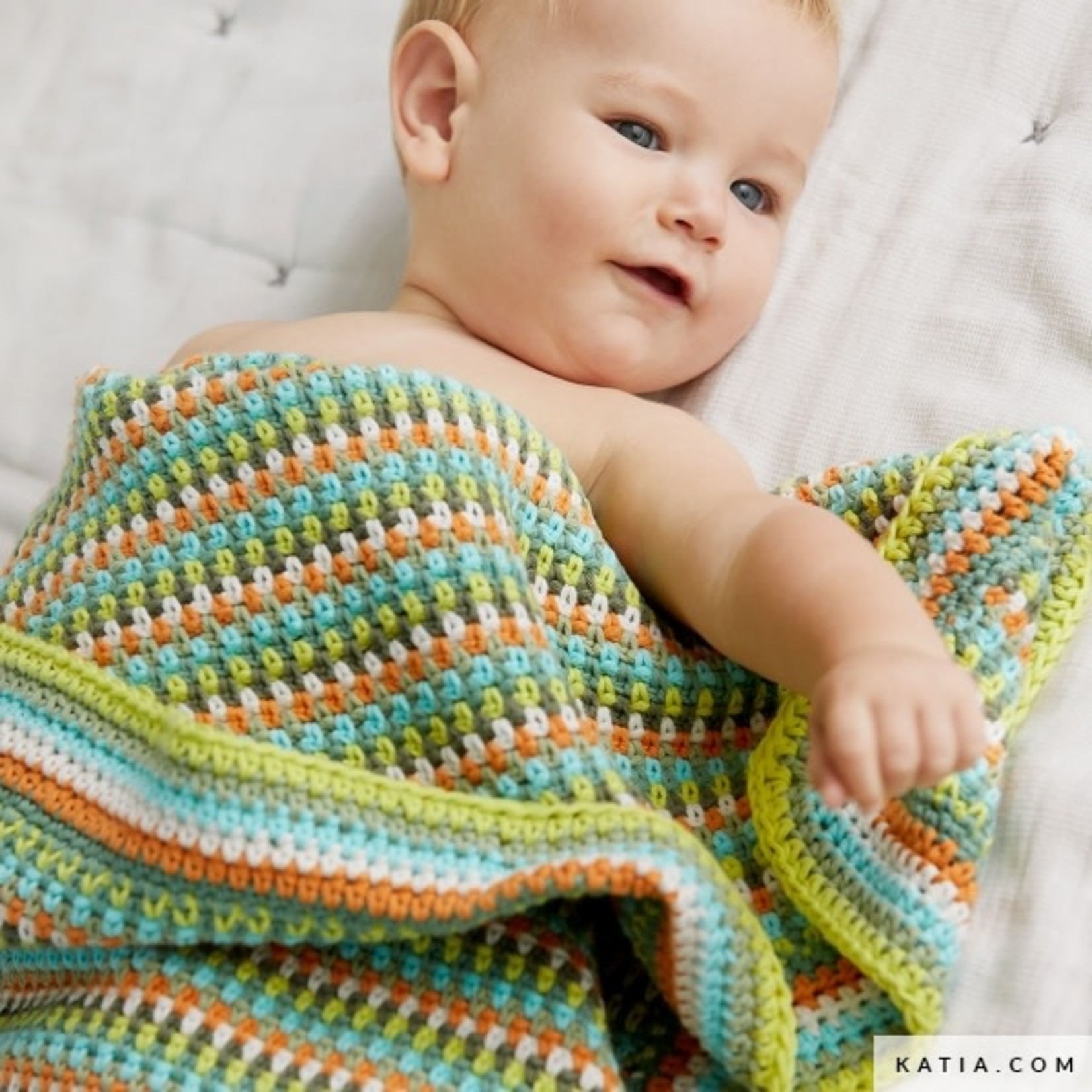 Pom Pom and Stripe Crochet Blanket Kit