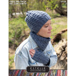 Cascade Cable and Check Hat, Cowl & Mitts (Pattern) for Silk Harmony