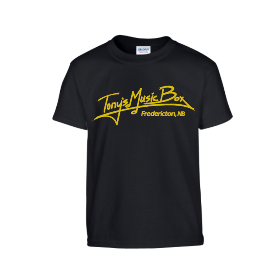 Tony's Music Box T-Shirts Fredericton Youth - M - Black w. Yellow Logo