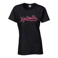 Tony's Music Box T-Shirts Fredericton Womens - S - Black w. Pink Logo