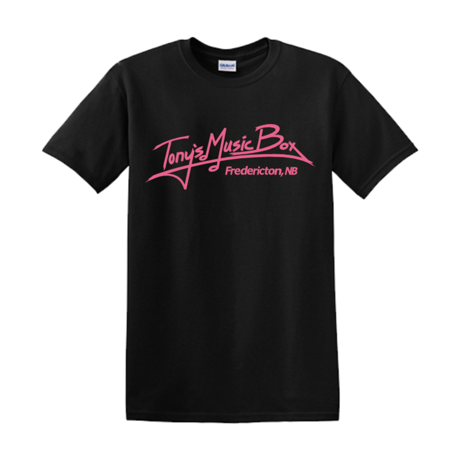 Tony's Music Box T-Shirts Fredericton Unisex - 2XL - Black w/ Pink Logo