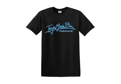 Tony's Music Box T-Shirts Fredericton Unisex - S - Black w. Blue Logo 