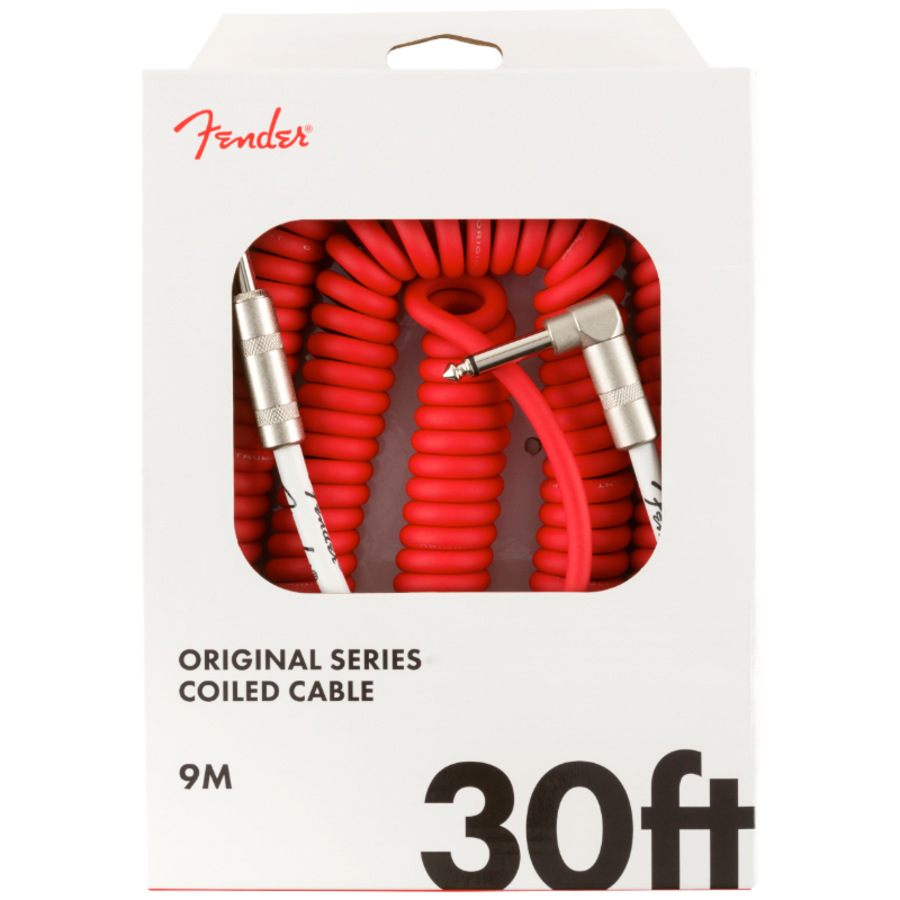 Fender Original Series Straight to Right Angle Coil Cable - 30 foot Fiesta Red
