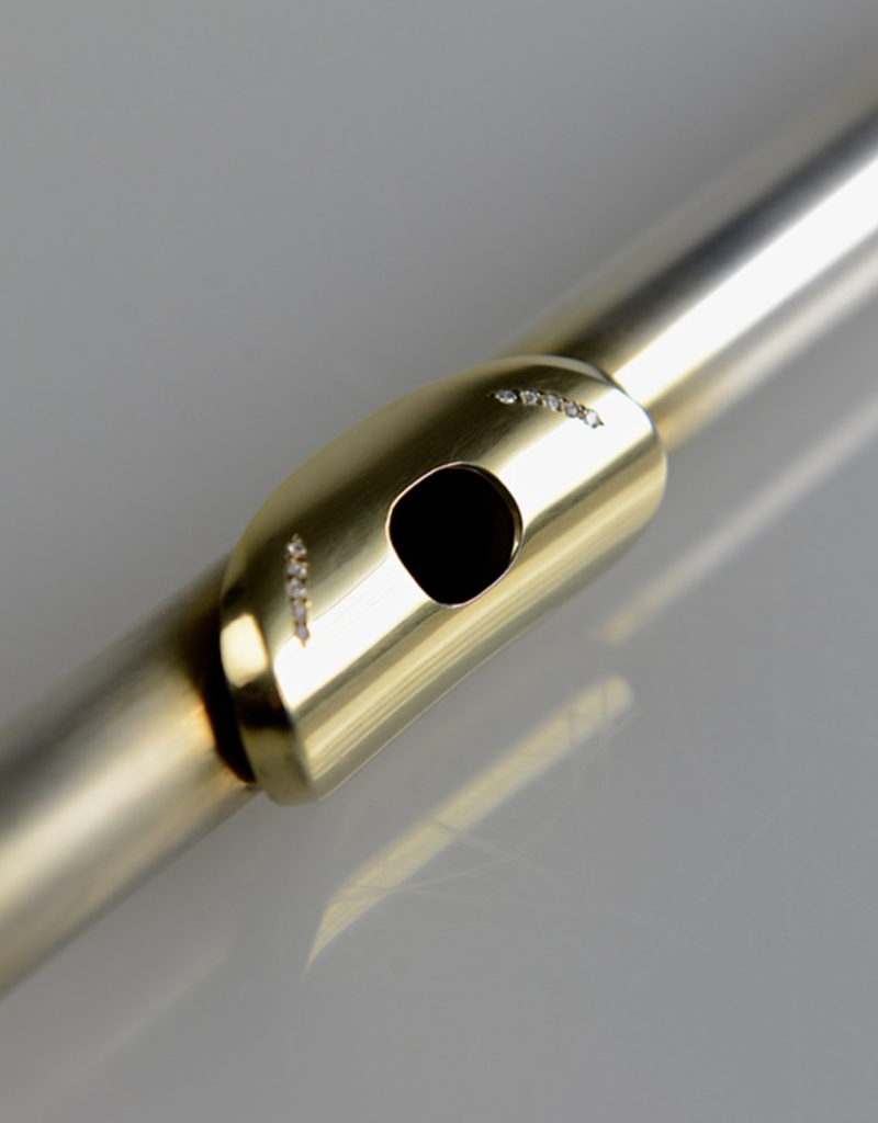 Temby Australia Temby Custom flute headjoint. Set with 10 genuine diamonds. Sterling silver with 24ct gold wash and hand finished