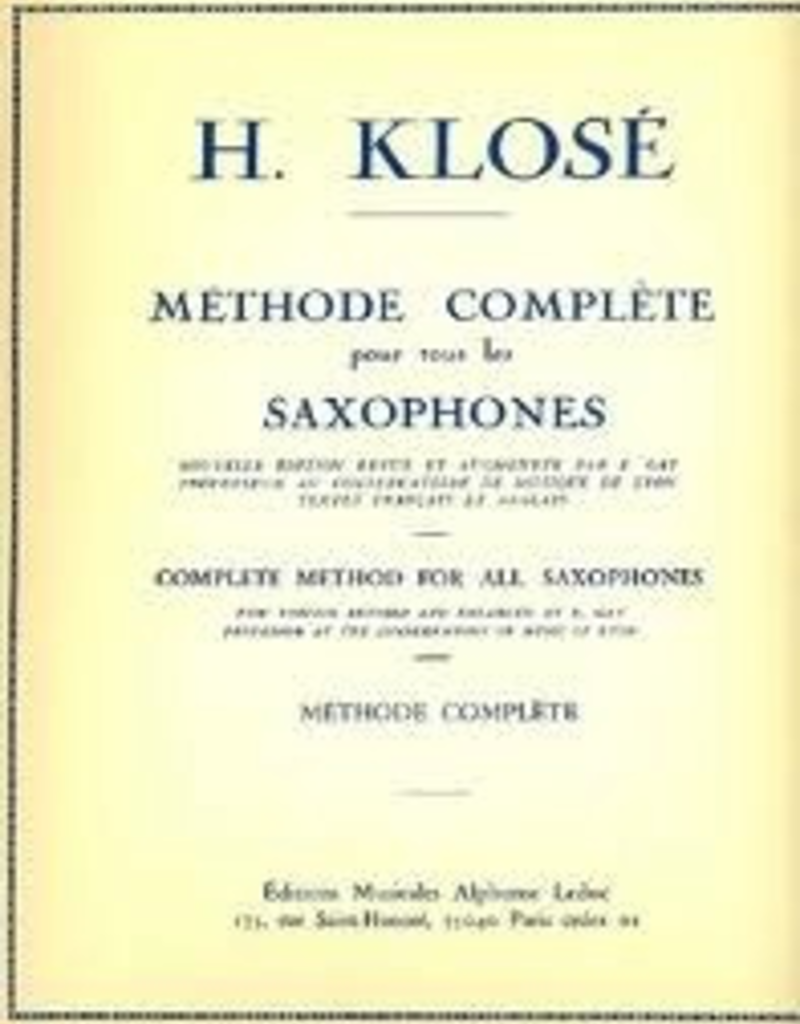 Leduc Klose Complete Method For Saxophone