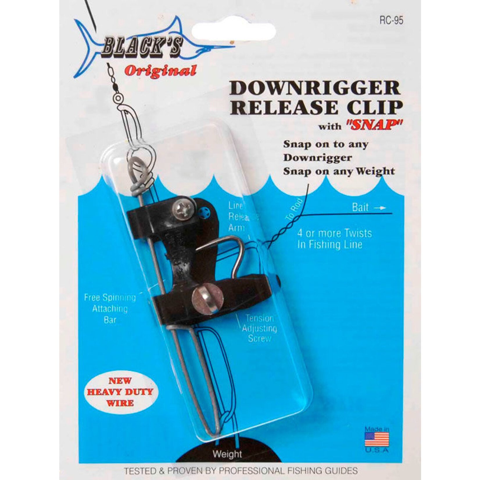 BLACK MARINE PRODUCTS BLACKS DOWNRIGGER RELEASE WITH RING & SNAP ATTACHING BAR