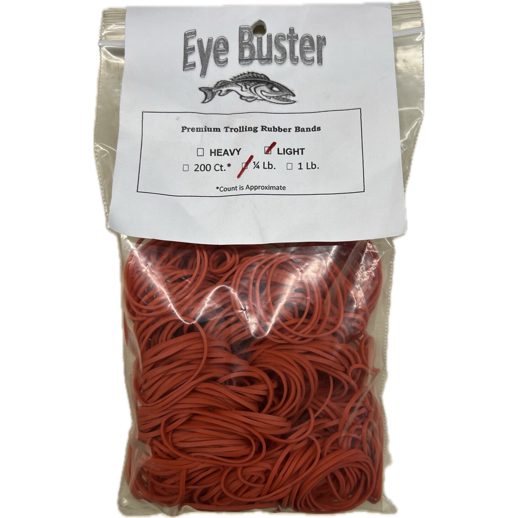 Walleye Buster Light Red Rubber Bands