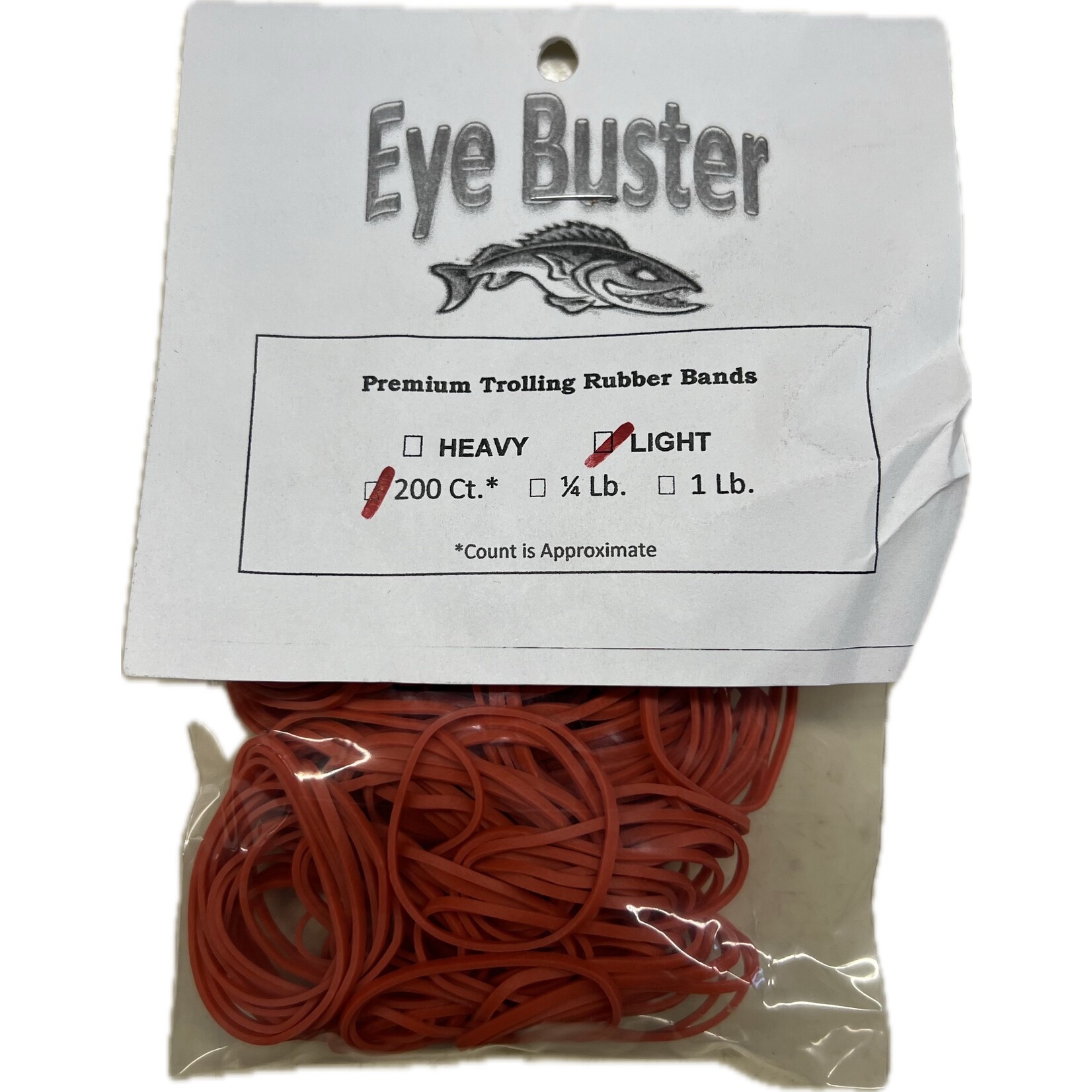 Walleye Buster Light Red Rubber Bands
