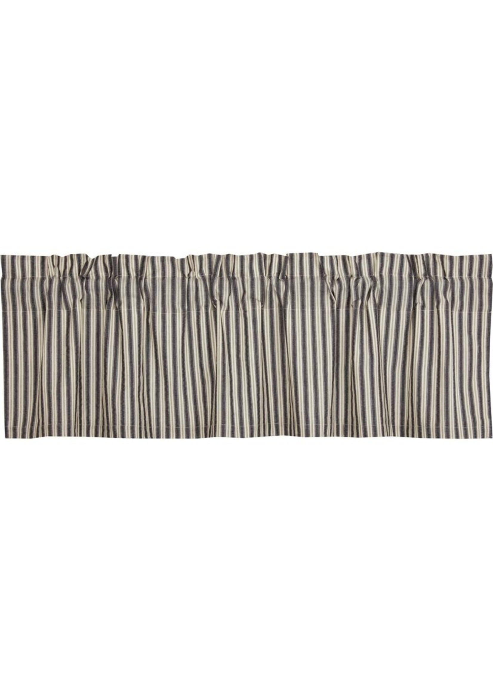 *16" x 60" Dian Striped Cotton Tailored Window Valance in Charcoal Grey, Warm Grey, Vintage White