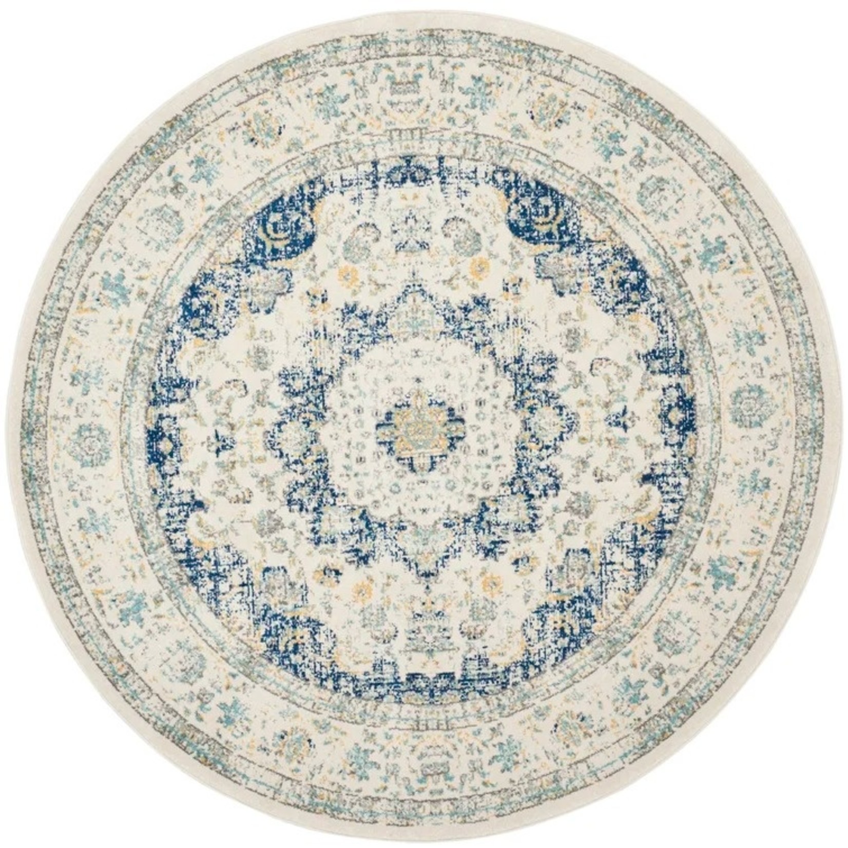 *3' Round Elson Oriental Ivory/Blue Area Rug