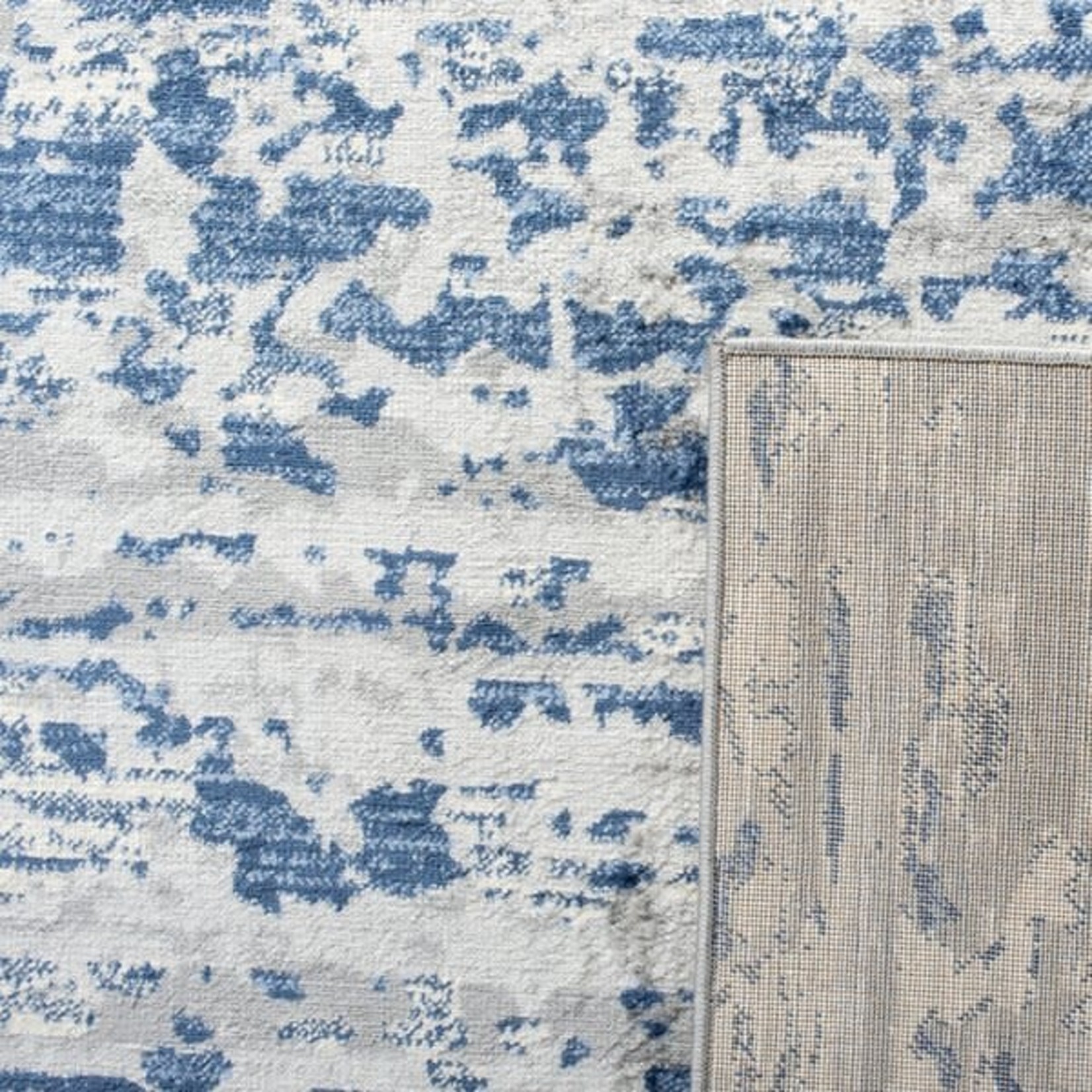 *2' x 12' Muro Abstract Ivory/Blue Area Rug