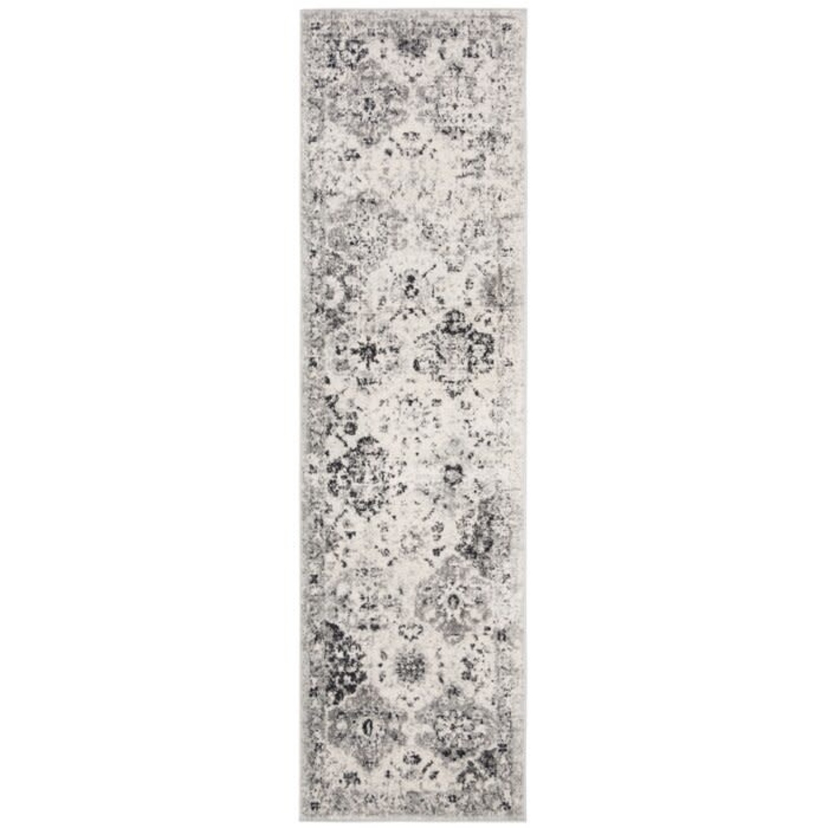 *2'3 x 18' Newhouse Oriental Silver/Gray Area Rug