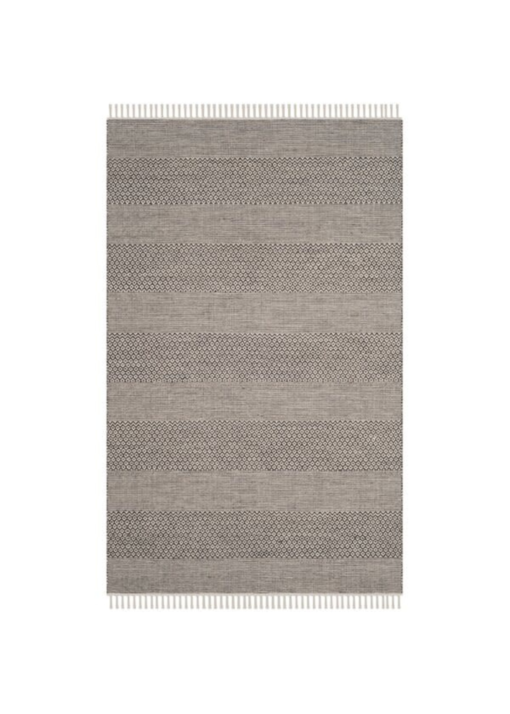 *2'3 x 6' Bester Jodi Striped Hand-Woven Flatweave Cotton Ivory/Anthracite Area Rug