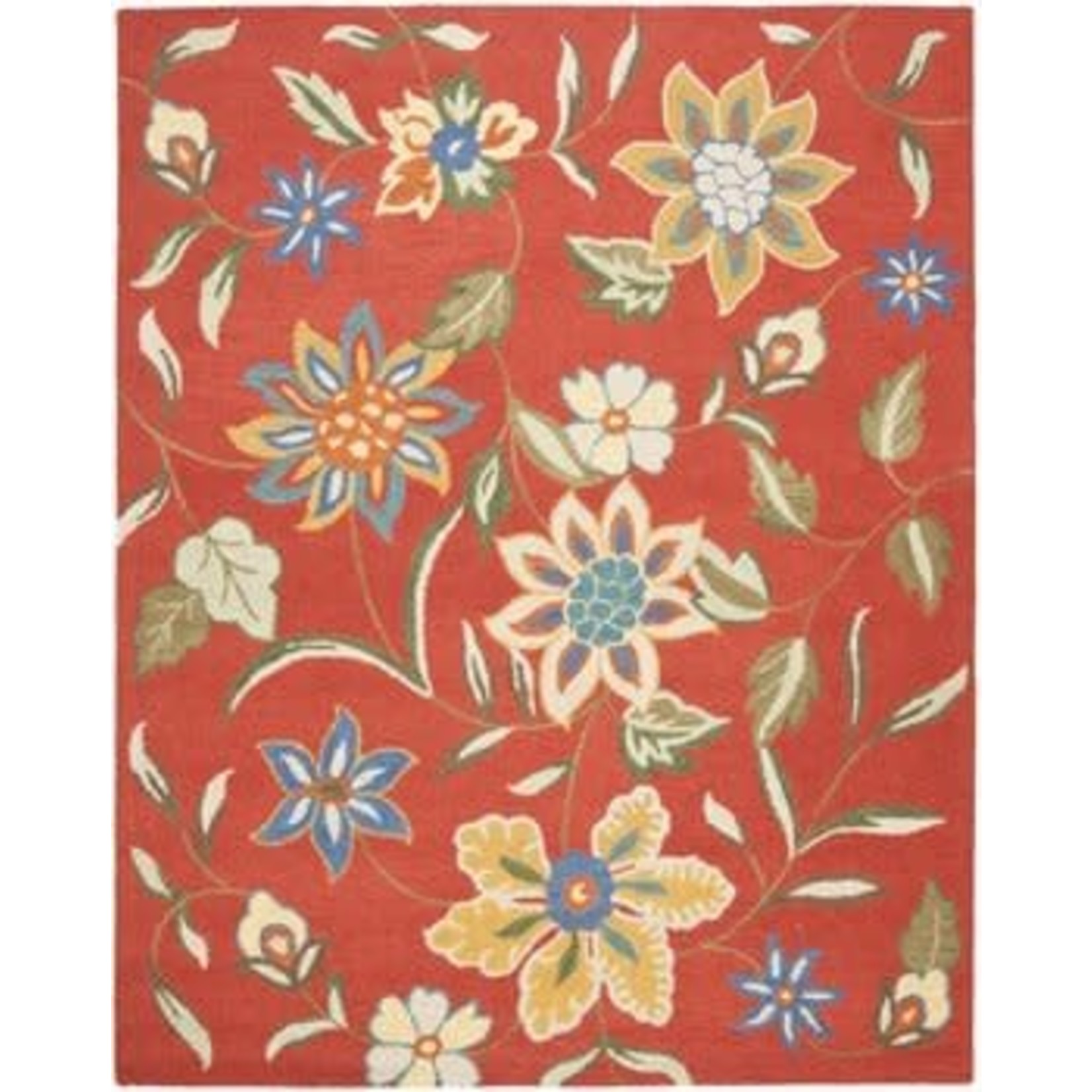 *2'6 x 4' Jani Floral Hand Hooked Wool Area Rug