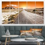 *60" x 28" Sunset Desert with Pebble Road' 5 Piece Photographic Print on Metal Set
