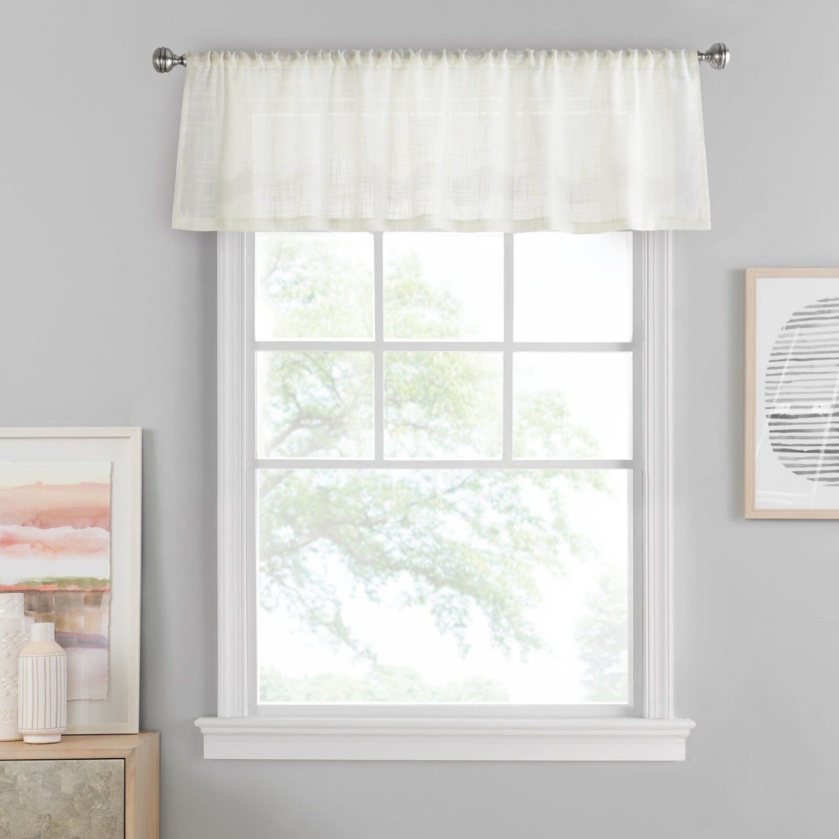 *14" x 52" Wegate Solid Color Ivory Tailored Window Valance