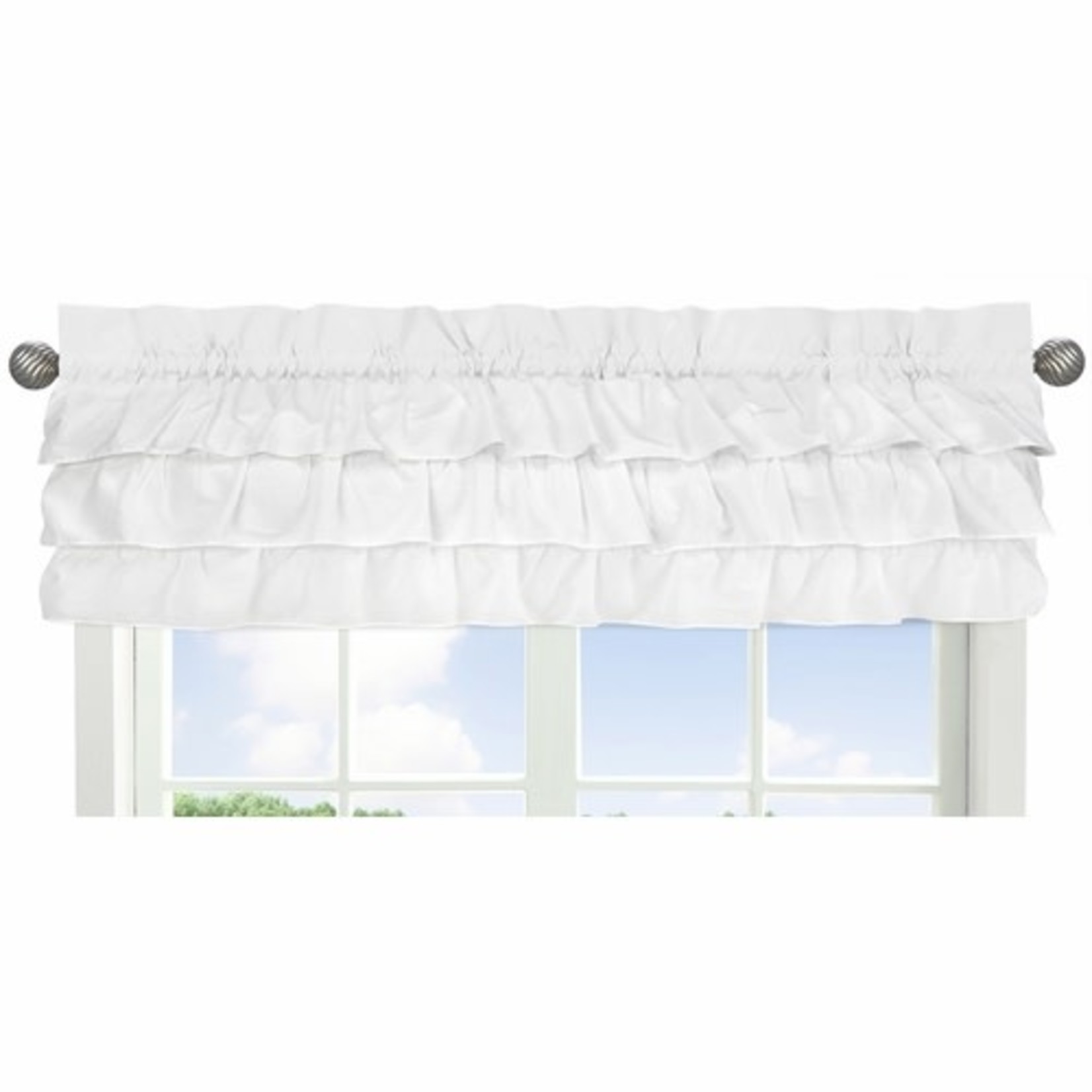 *15" x 54" White Window Valance for the White Harper Collection by Sweet Jojo Designs