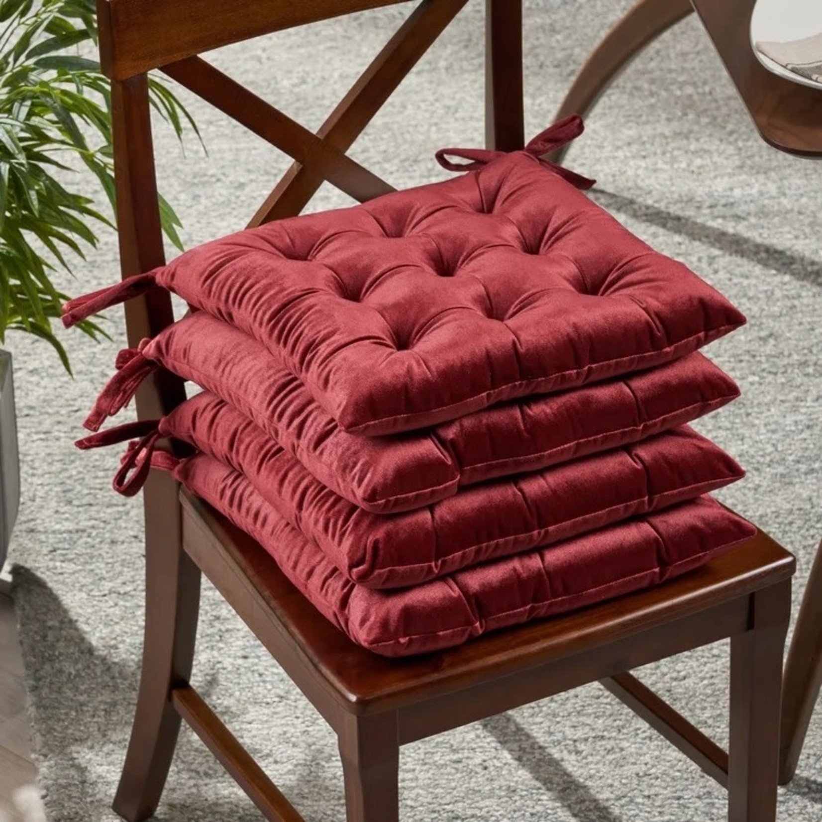 16"x16"Indoor Dining Chair Cushions - Set 4 - Berry - The Posh Pearl