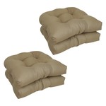 *19" Premium Outdoor Tufted Dining - Tan Chair Cushions  - Set of 4