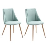 *Kora Fabric Upholstered Solid Back Dining Chairs - Set of 2 - Mint