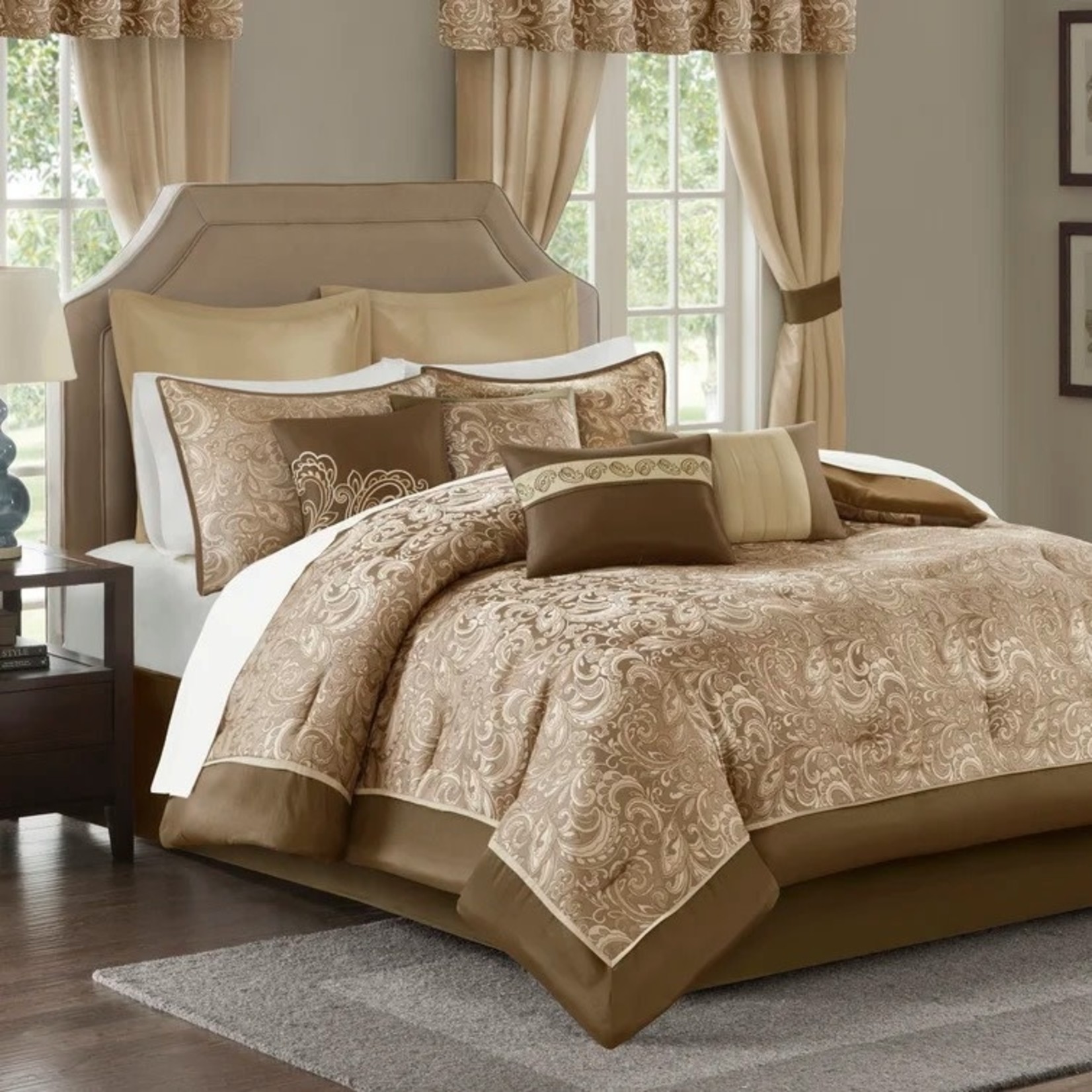 *Cal King - Wightmans Paisley 24 Piece Comforter Bed-in-a-bag - Brown - Final Sale