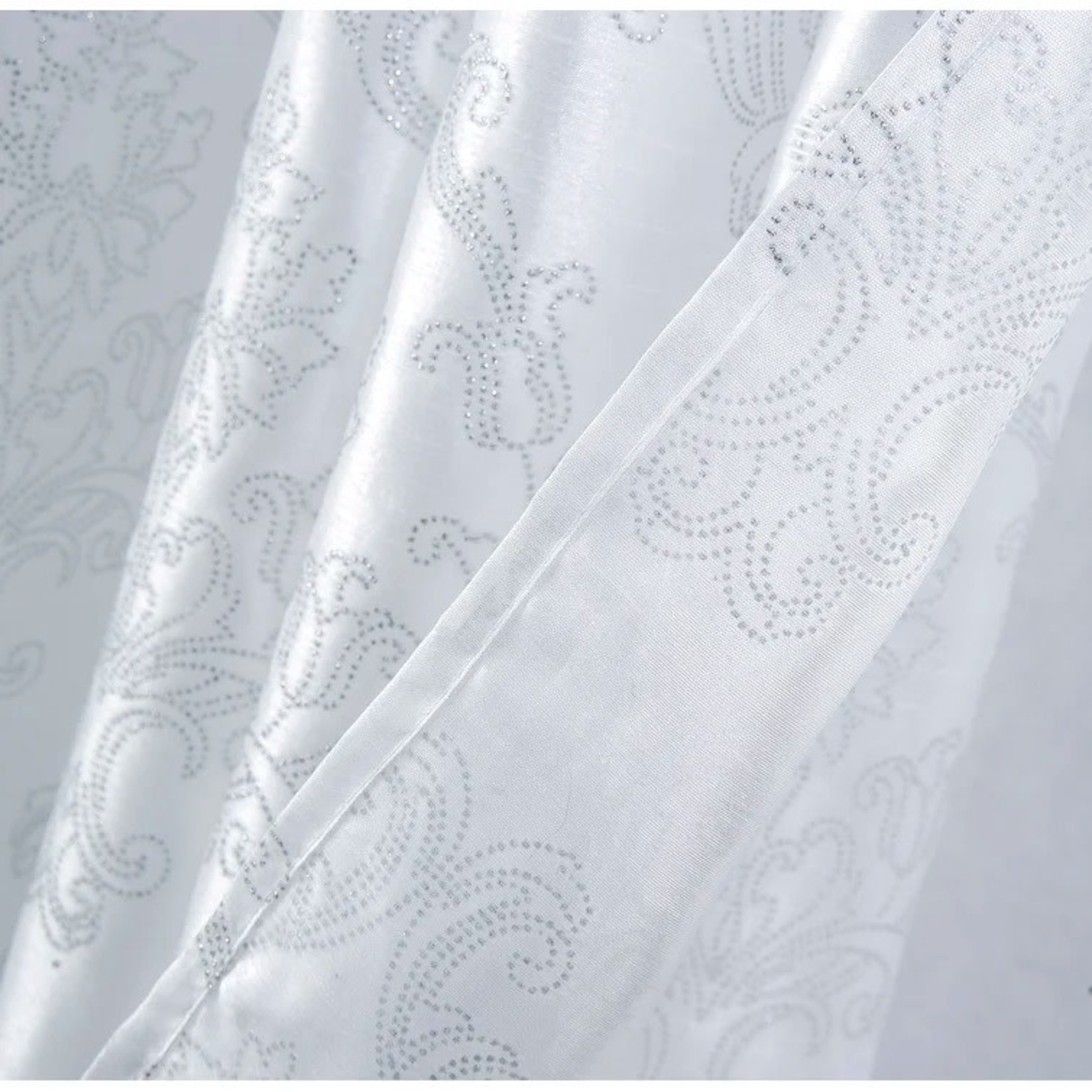 *38" x 84" Lakeside Metallic Faux Silk Grommet Curtain Panels - Set of 2 - White